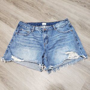 Special A Raw Hem Distressed Jean Shorts, Size 1XL